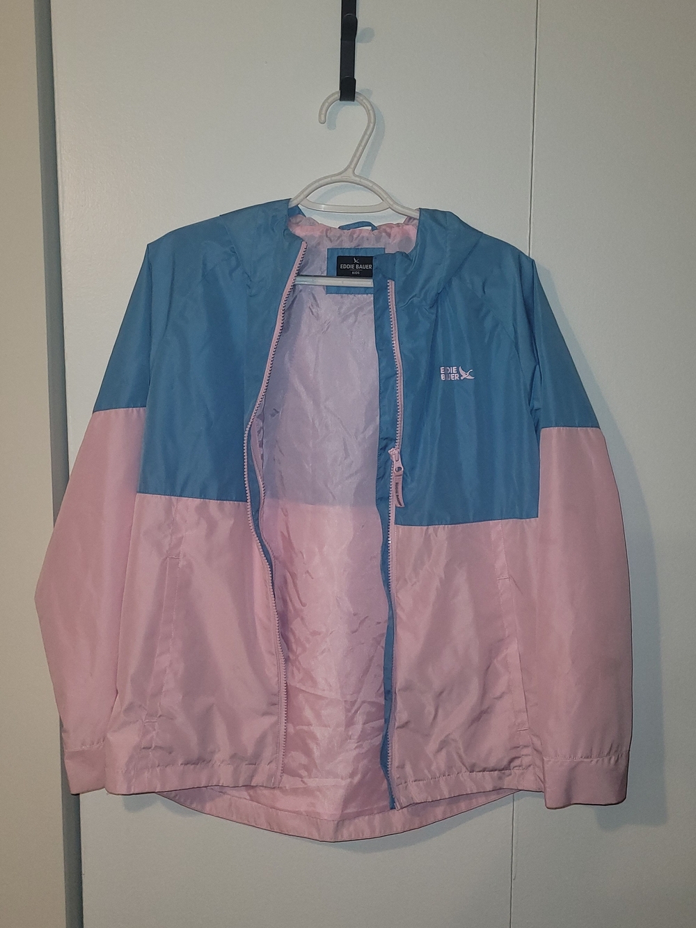 Eddie Bauer Kids Colorblock Blue & Pink Rain Jacket